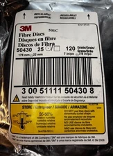 3M 7" x 7/8" Fibre Disc 120 Grit/Grade/Grain 501C  178mm x 22mm 50430   25 Discs