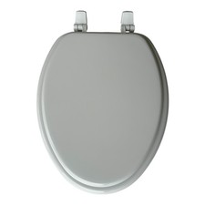 Elongated Enameled Wood Toilet Seat in White 7M30115 000