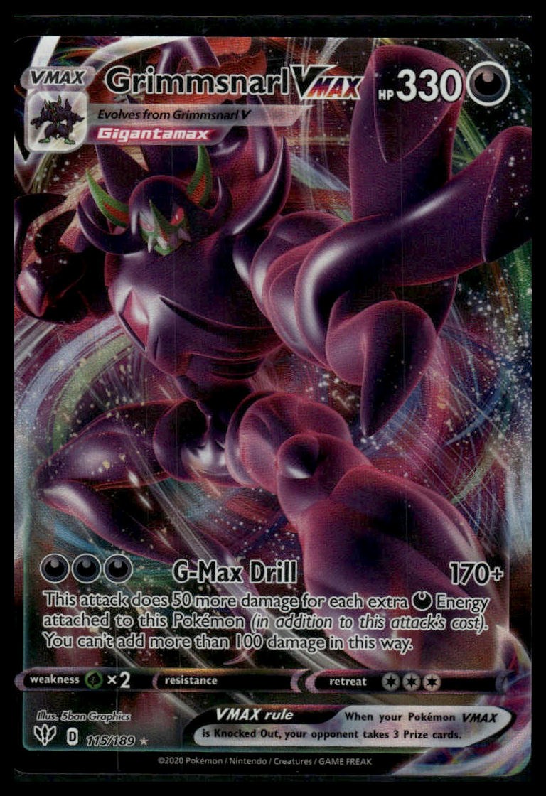 Grimmsnarl VMAX SWSH03: Darkness Ablaze 115/189 NM Pokemon TCG