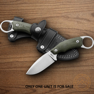 LionSTEEL H2 Fixed Knife 3'' Bohler M390 Steel Blade Green Canvas Micarta Handle