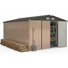 Pro Heavy Duty 10x14FT Weather-Resistant Metal Outdoor Storage Shed with Lock