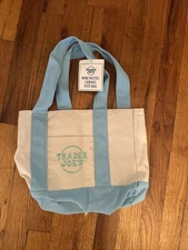 Trader Joe's Mini Canvas Tote Bag Pastel Light Blue - Limited Edition