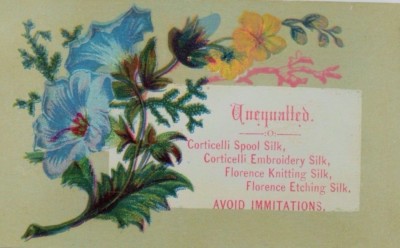 1870's-80's Cortecelli Spool Silk Embroidery & Knitting Silk Wildflowers P67