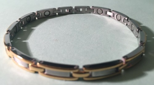 8.5" "SURGICAL STAINLESS STEEL MAGNETIC MAN BRACEELET SLIVER & GOLD (ADJUSTABLE - Picture 180 of 245