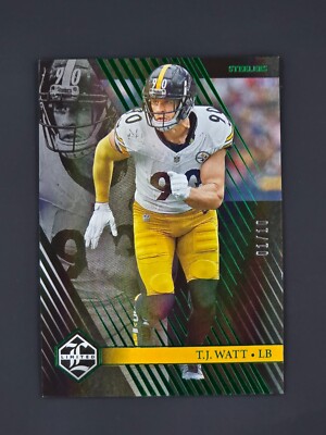 2023 Panini Limited Football T.J. Watt Emerald Spotlight 01/10 (BOOKEND) #87 SP