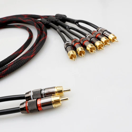 HiFi 4Cores 4N OFC Copper Audio Interconnect Cable 2 RCA To 6 RCA Male Connector - Picture 6 of 6