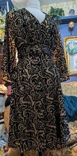 New BNWT Monsoon Koko Siren Devore Black & Gold Velvet Lined Dress Size 8