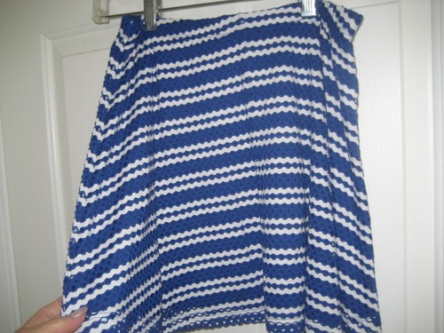 NEW $68 Women S 4-6 Royal Blue White KNIT Stripe AQUA BRAND Flare MINI SKIRT USA - Picture 8 of 10