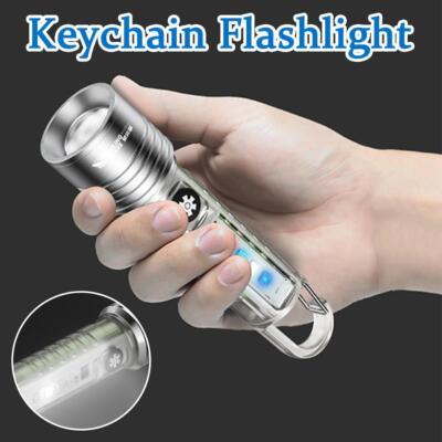 Mini USB Rechargeable LED Light Small Flashlight Torch Pocket Lamp Keychain D1F1