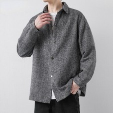 Men Corduroy Jacket Coat Top Outerwear Loose Casual Preppy Style Student Classic
