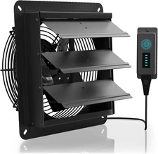 10" Shutter Exhaust Fan Wall Mount 5-Speed Controller Low Noise Ventilation