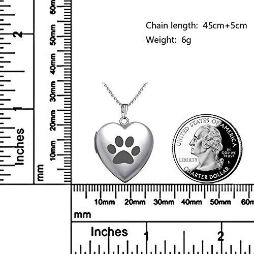 Locket Necklace that Holds Pictures Love Heart Photo Locket Crystals Dog Paw - Bild 2 von 6