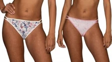 New 2 Pairs Vanity Fair Illumination String Bikini Panties Floral & Pink 5 S NWT