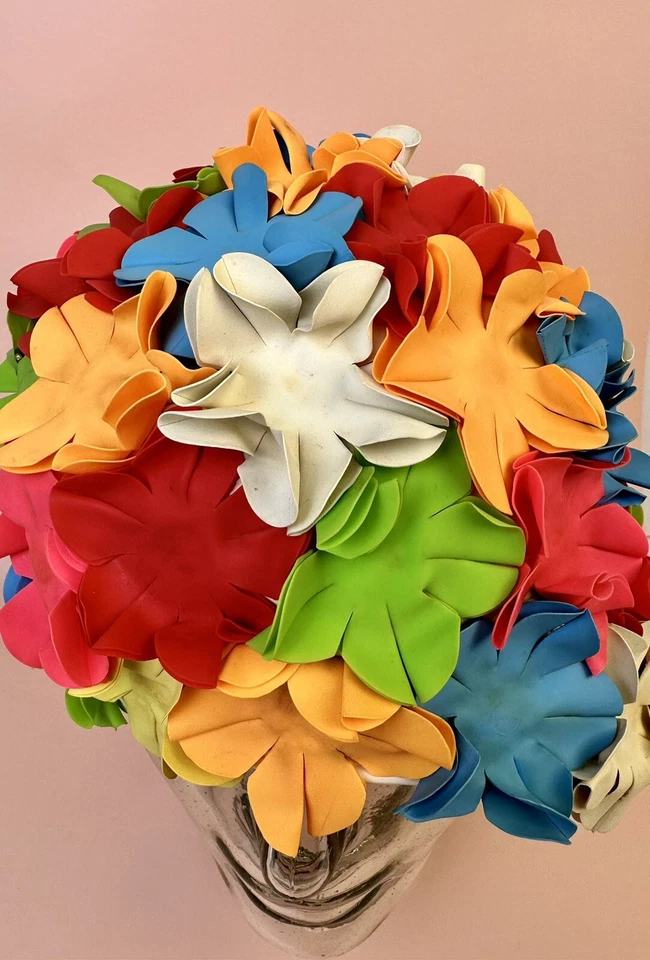 Vintage floral Swim bathing Cap rubber Retro beach Summer 60s glam Pool aqua Hat - Image 2 of 4