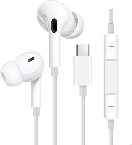 Słuchawki typu C Douszny zestaw słuchawkowy z mikrofonem do Samsung iPhone iPad Xiaomi Google - Zdjęcie 1 z 7