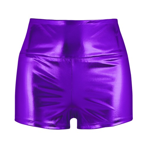 Ladies Womens Metallic High Waisted Wet Look Shiny Hot Pants Shorts Disco Club - Picture 18 of 21