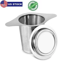 Tea Ball Infuser Stainless Steel Filter Squeeze Leaves Herb Mesh Strainer w/ Ear