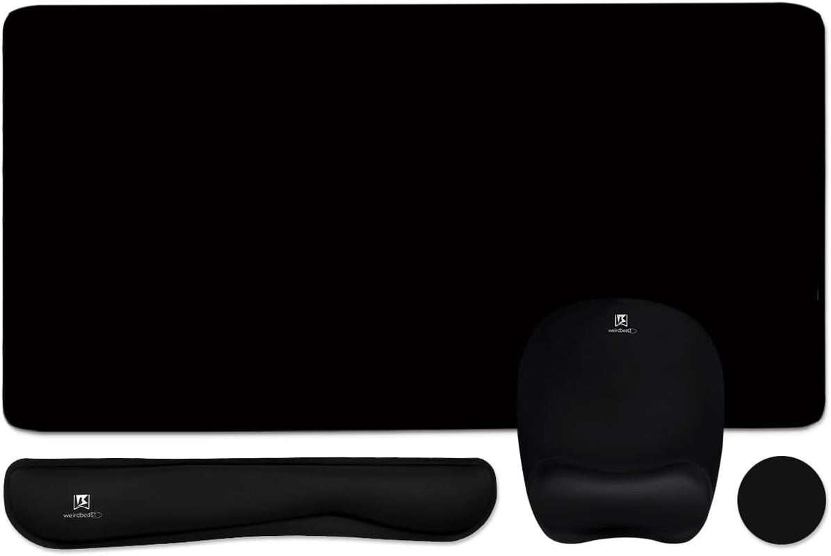 Large Memory Foam Keyboard Wrist Rest with 4-in-1 Mouse Pad for Comfortable Computer Use-image