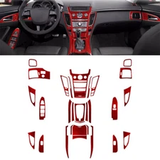 31Pcs Red Carbon Fiber Full Interior Kit Cover Trim For Cadillac CTS Sedan/Wagon