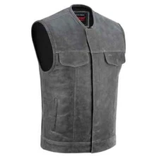 Daniel Smart Gravon Men Club Style Leather Vest Motorcycle Biker Concealed Carry