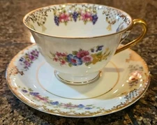 Rosenthal FLORANADA Ivory Set  Teacup Tea Cup & Saucer Germany Floral Vintage 