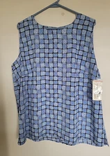 Notations Sleeveless Plaid Tank Top Blouse - Size 1X NEW