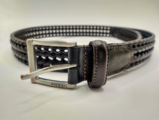Fossil Men s Braided Leather Belt Espresso Brown Woven Vintage Americana Sz 38