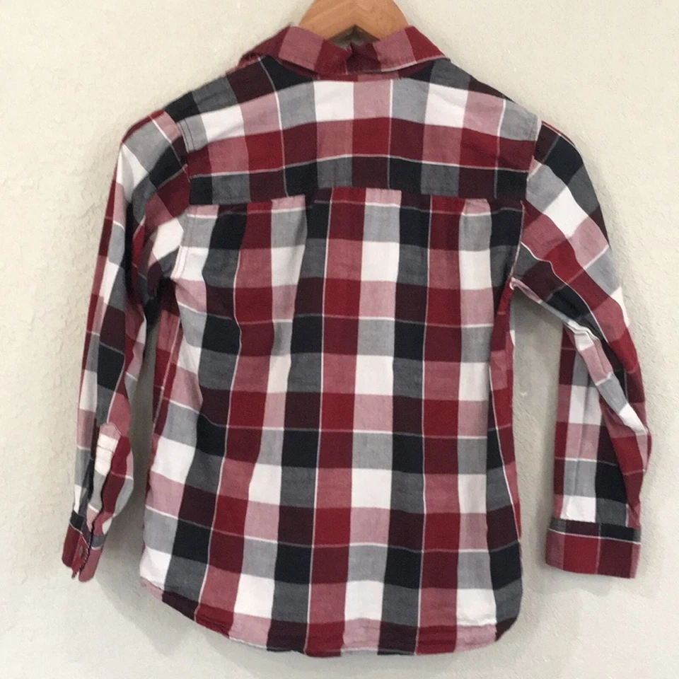 Camisa Kenneth Cole Reaction Boy Talla 8/10 Botón a Cuadros 100% Algodón Foto 4 de 4