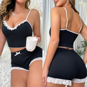Women's Sexy-Lingerie Pajamas Shorts Camisole Lace Nightwear Sleepwear Underwear