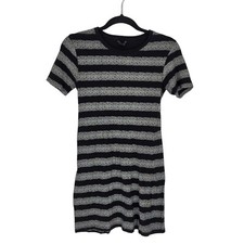 Theory womens small black stripe cherry lace design short sleeve t shirt dress