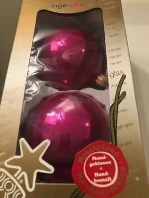 INGE-GLAS Weihnachtsbaumkugeln 2 Stk. pink 10 cm handgefertigt Weihnachten