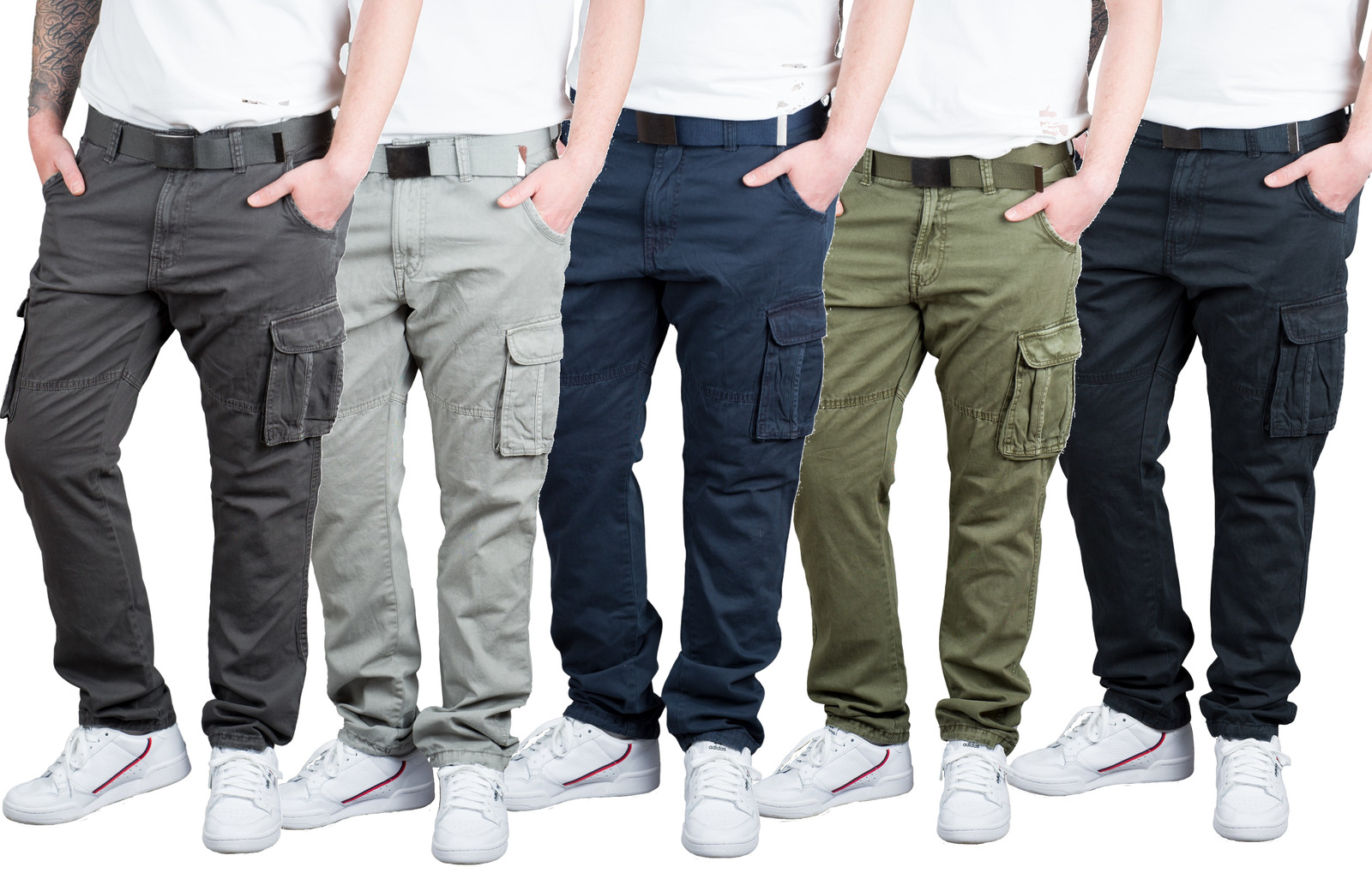 Pantalones cargo para hombre Indicode Rocky con cinturón pantalones cargo pantalones de ocio pantalones al aire libre