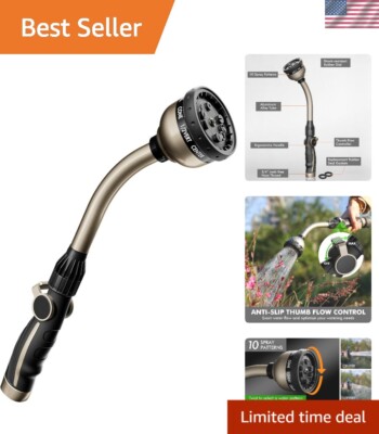 Versatile 10-Pattern Garden Watering Wand with Comfortable Grip & Leak-Free Seal