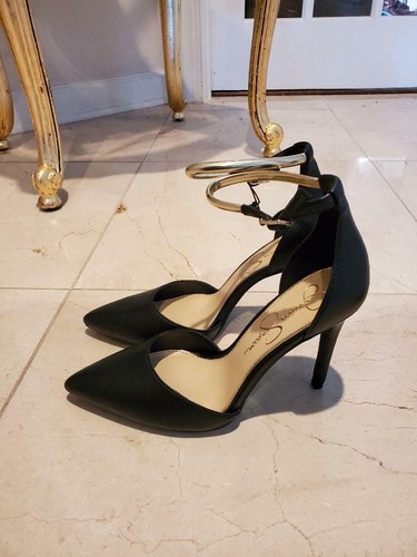 Women's Jessica Simpson JP-Pedrina2 Ankle Strap High Heel Shoes- Black u0026  Gold | eBay