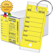 Donkey Key Tags, Laminated Self-Protecting 250 Tags per Box with Metal Rings