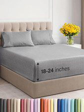 Cooling Extra Deep Pocket Cal King Sheet Set - Soft Wrinkle Free Grey