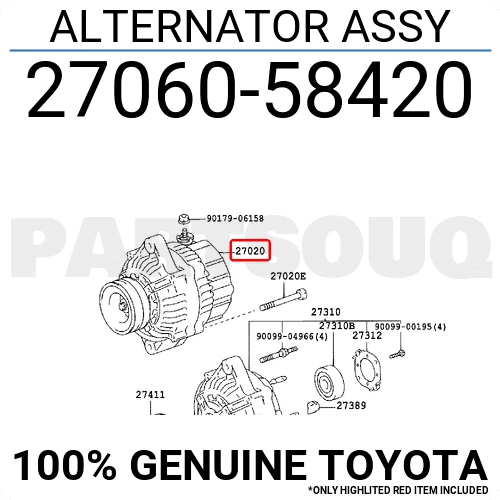 2706058420 Genuine Toyota ALTERNATOR ASSY 27060-58420 | eBay