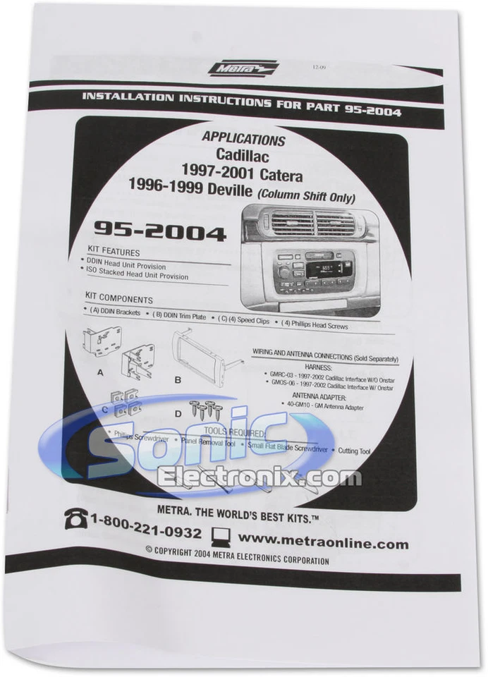 Metra 95-2004 Double DIN Install Dash Kit for 1997-01 Cadillac Catera/Deville - Image 3 of 4