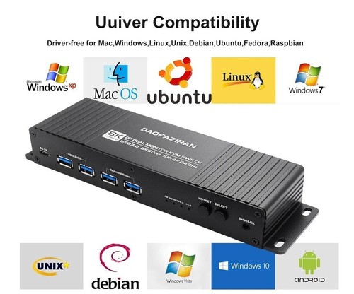 2 Port USB 3.0 DisplayPort KVM Switch Dual Monitor with Hotkey, DP 2.0 8K - Picture 9 of 12