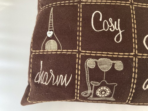 Lovely Cushion Patchwork / Embroidered words of LOVE ADORE PRECIOUS COSY - Picture 4 of 7
