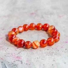 Natural Carnelian Red Agate Bracelet 8mm Beaded Healing Reiki Stretchy Bracelet
