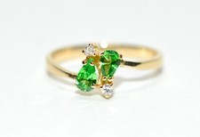 Natural Tsavorite Garnet  Diamond Ring 14K Solid Gold .43tcw Engagement Ring