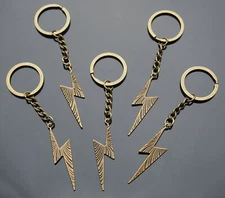 5x PCS Lot Bronze Lightning Bolt Electric Shock Pendant Charm Keychain Key Chain