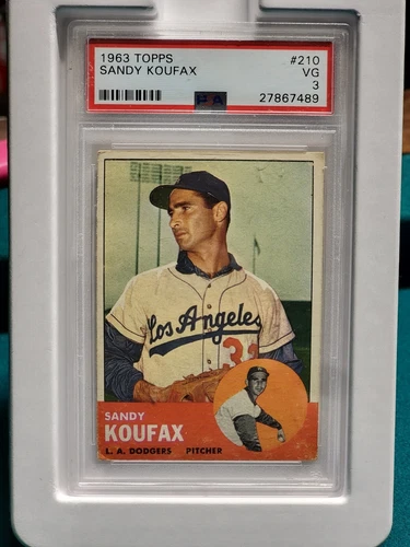 1963 Topps #210 Sandy Koufax PSA 3 VG Very Good Los Angeles Dodgers