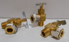 Lot of 3  Brass Angle Compression Needle Valves 1/4" NPT X 3/8" Compression 