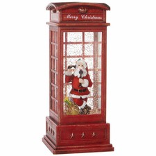RAZ Imports 9.7" Santa in Lighted Water Phone Booth Lantern Globe/Lamp/Christmas