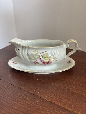 Hibiscus By Wintering-Bavaria Gravy Boat With Attached Underplate Germany