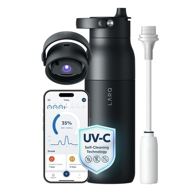 PureVis 2 Self Cleaning Water Bottle - UV Water Purifier with Filter Straw, S...
