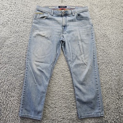 Alberto Jeans Men 36x34 (Fits 38x28) Modern Fit Concept Denim Stone *Wear Hole