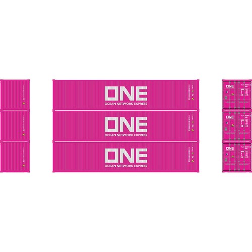Contenedor de cubo bajo Athearn 16387 HO Ocean Network Express ONE 40' #1 (paquete de 3) | Condition: New
